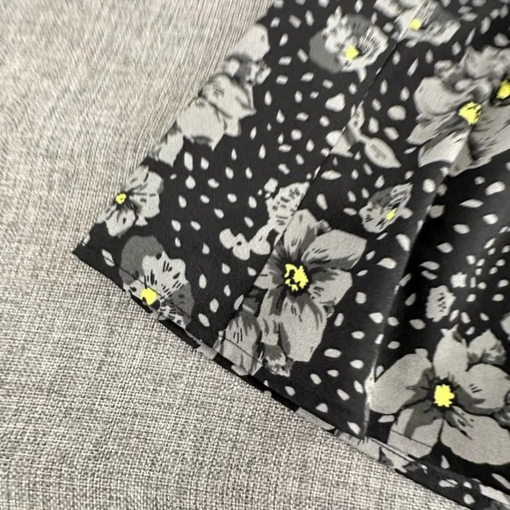 Eric + Lani Floral Dress Fit & Flare Black Gray Sleeveless Large Juniors Lined‎